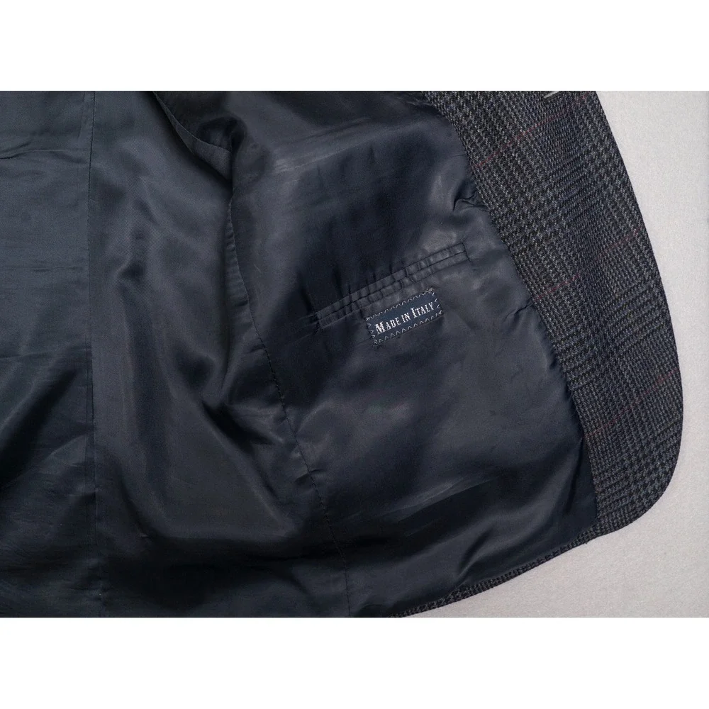 Polo Ralph Lauren Blue Label Wool Cashmere Blazer 44L‎ Glen Plaid Made in Italy